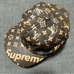 Monogram Leather Cap/Hat Brown